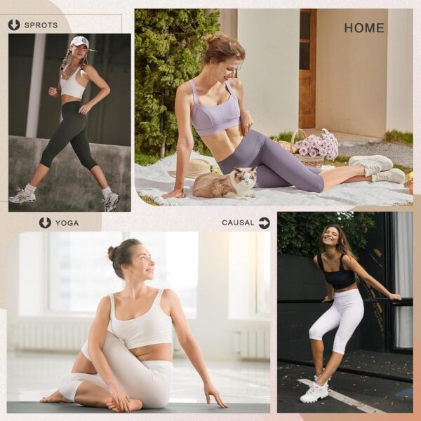 DHSO Women’s Knee Length Capri Leggings  High Waisted Capri Pants Workout…