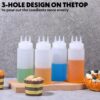 8 Pcs 3 Hole Squeeze Bottles 16 oz Plastic Condiment Squeeze Bottles Salad Dressing…