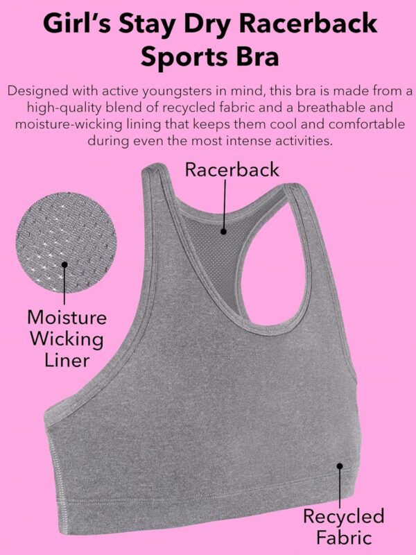 Fruit of the Loom Girls’ Stay Dry Racerback Sports Bra
