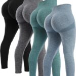 NORMOV 4 Piece Butt Lifting Workout Leggings for Women, Seamless Gym Scrunch...