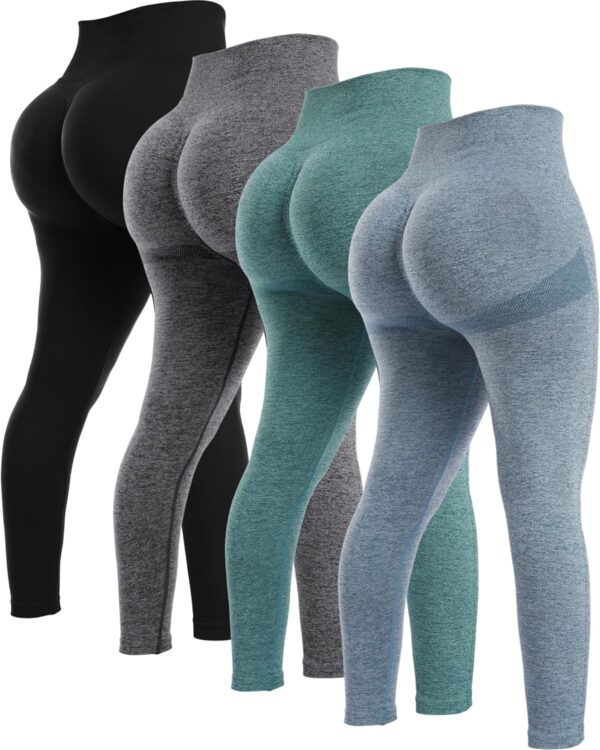 NORMOV 4 Piece Butt Lifting Workout Leggings for Women, Seamless Gym Scrunch…