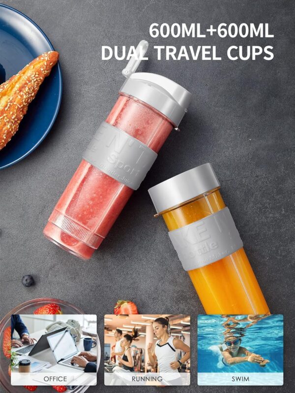 Personal Blender, Electric Shake Bottle with 2 x 20oz Travel Bottle and Coffee/Spices…