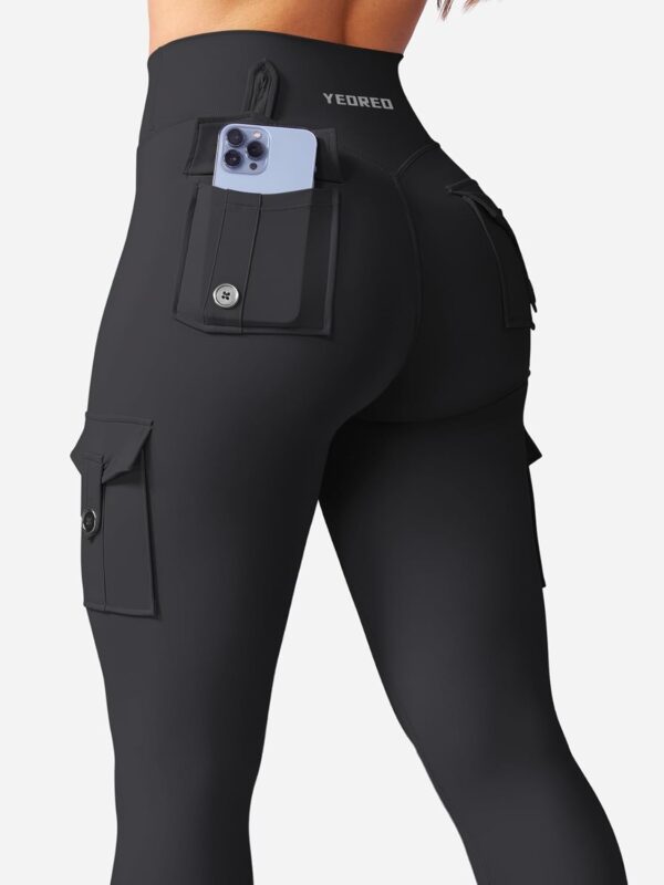 YEOREO CoreFlex Workout Cargo Leggings with Pockets for Women Hidden Scrunch…
