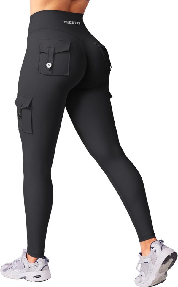 YEOREO CoreFlex Workout Cargo Leggings with Pockets for Women Hidden Scrunch…