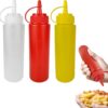 3 Pcs Plastic Squeeze Sauce Bottles with Nozzle Caps,250Ml/8.5Oz Reusable Squeeze...