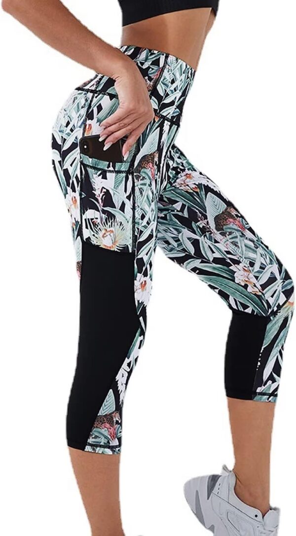 Capri Leggings for Women with Pockets High Waisted Gym Yoga Pants Running Tights