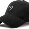 Vintage Heart Embroidered Baseball Cap Distressed Adjustable Hat for Women Low Profile...