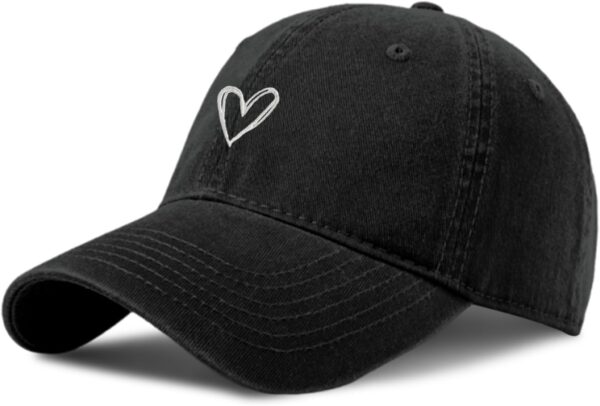 Vintage Heart Embroidered Baseball Cap Distressed Adjustable Hat for Women Low Profile…