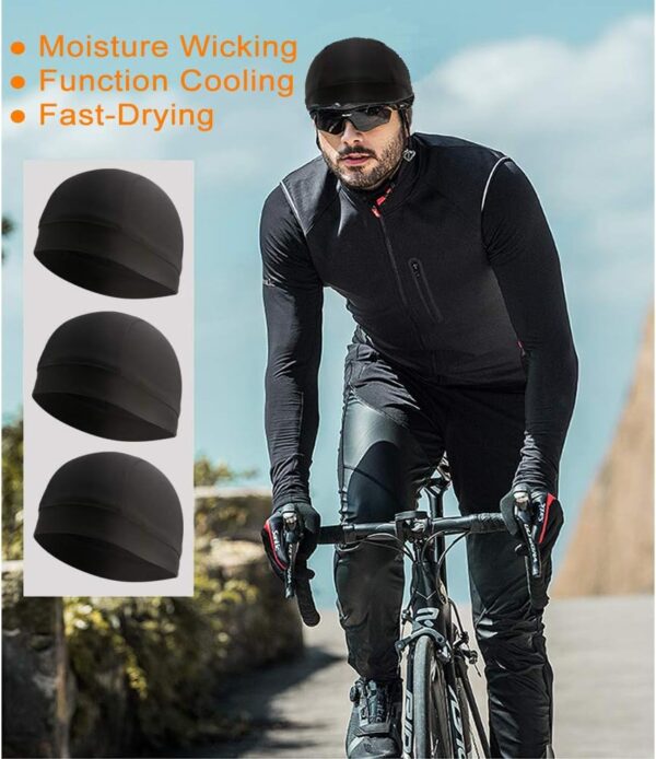 3 Pack Cooling Skull Cap Helmet Liner Sweat Wicking Cycling Running Hat for Men Women
