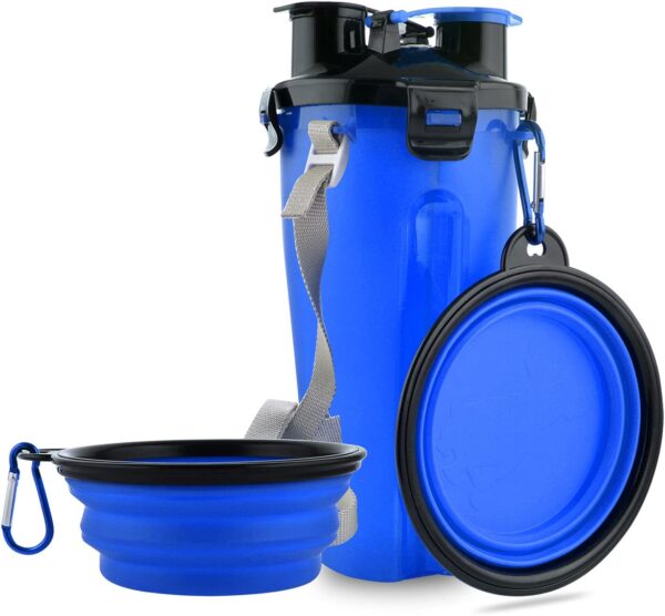 Dog Travel Water Bottle Collapsible Bowls, 2 in 1 Pet Food Container with Collapse…