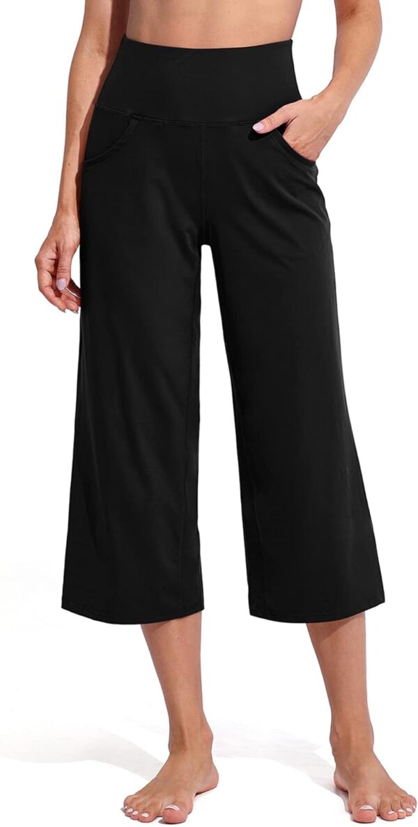 Promover Capri Pants for Women Wide Leg Yoga Cropped Pants with Pockets…
