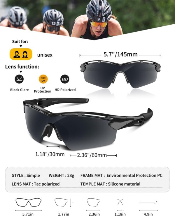 Rosemal Sports Sunglasses Polarized Cycling Sunglasses Running Driving Fishing Hiking…