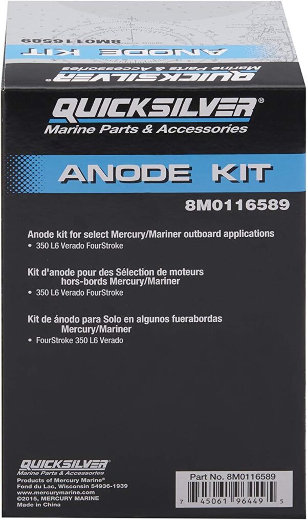 Quicksilver 8M0116589 Transom and Gearcase Aluminum Anode Kit
