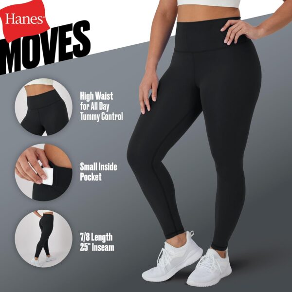 Hanes Women’s Moves 7/8, Soft Moisture-Wicking Leggings with Internal…