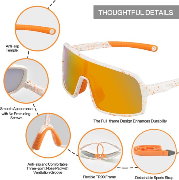 Kids Baseball Sunglasses Polarized Sports UV400 Protection Lightweight Cycling Glasses…