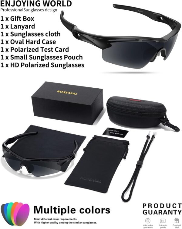 Rosemal Sports Sunglasses Polarized Cycling Sunglasses Running Driving Fishing Hiking…