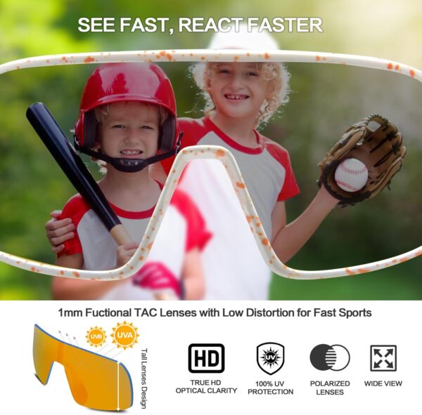 Kids Baseball Sunglasses Polarized Sports UV400 Protection Lightweight Cycling Glasses…