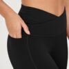 ODODOS Cloud Feeling Gathered Cross Waist Leggings with Pockets for Women…