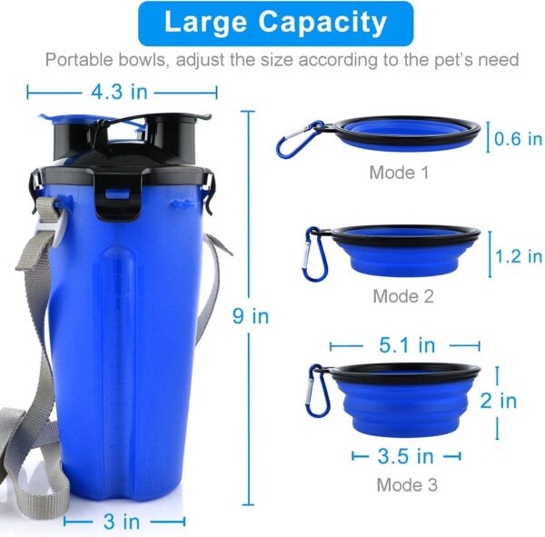 Dog Travel Water Bottle Collapsible Bowls, 2 in 1 Pet Food Container with Collapse…