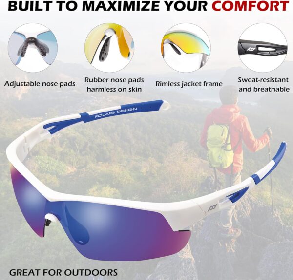 Outdoor Sports Polarized wrap around Cycling Sunglasses for Men & Women TR90 Frame UV…