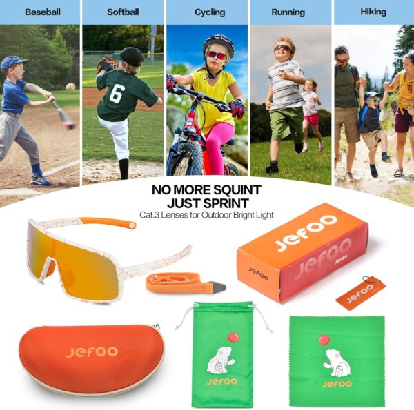 Kids Baseball Sunglasses Polarized Sports UV400 Protection Lightweight Cycling Glasses…