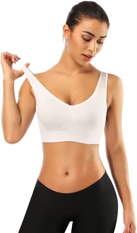Fshway Seamless Comfort: Padded Slip-On Sports Bra for…