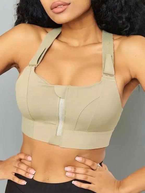 Women’s High-Impact Sports Bra with Front Zip Padded…