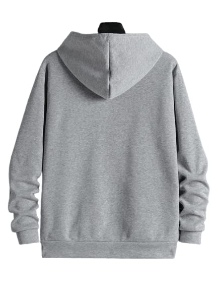 Unisex Trendy Zip Up Side Pocket Drawstring Light Grey…