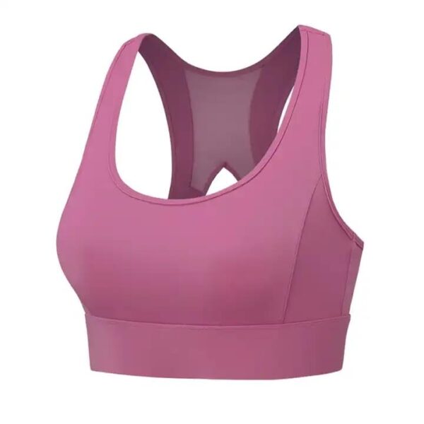 PLUMBURY Women’s Padded Sports Bra with Mesh Racerback…
