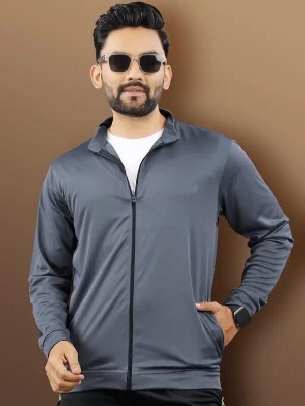 FIBREZA Men Stylish Track Jacket Solid Polyester Sports…