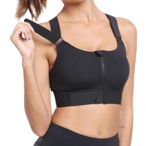 GLAMORAS Women Polyester Spandex High Impact Front Zip… GLAMORAS Women Polyester Spandex High Impact Front Zip…