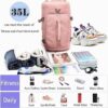 Sports Gym Bag with Wet Pocket & Shoes Compartment 35…