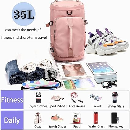 Sports Gym Bag with Wet Pocket & Shoes Compartment 35…
