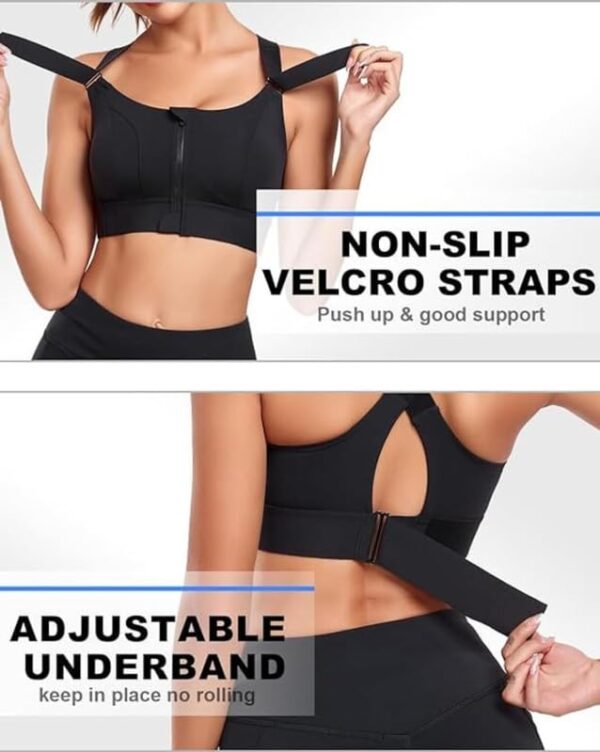 GLAMORAS Women Polyester Spandex High Impact Front Zip…