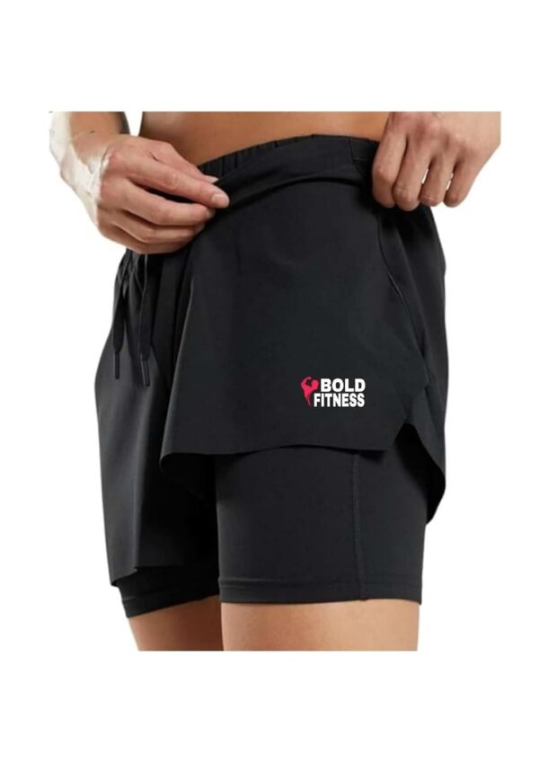 BOLD FITNESS 2 in 1 Active Dual Shorts with Inner Tights…