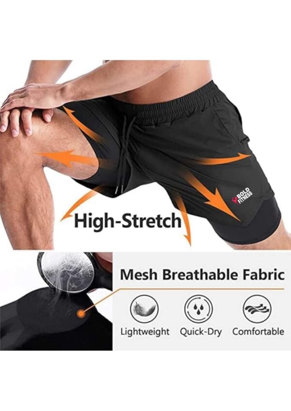 BOLD FITNESS 2 in 1 Active Dual Shorts with Inner Tights…