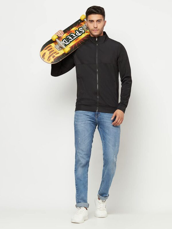 Glito Men’s Black Solid Jacket-Track-Upper. With Side Pocket