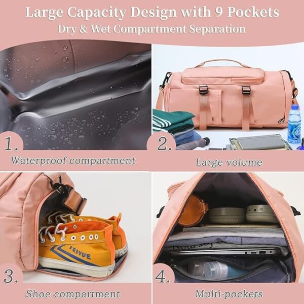 Sports Gym Bag with Wet Pocket & Shoes Compartment 35…