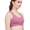 PLUMBURY Women’s Padded Sports Bra with Mesh Racerback…