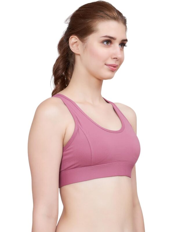 PLUMBURY Women’s Padded Sports Bra with Mesh Racerback…