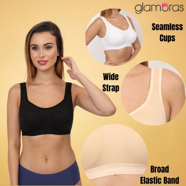 GLAMORAS Cotton Polyester Non-Padded Bra Full Coverage…