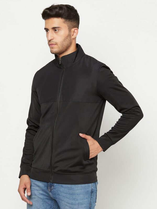 Glito Men’s Black Solid Jacket-Track-Upper. With Side Pocket