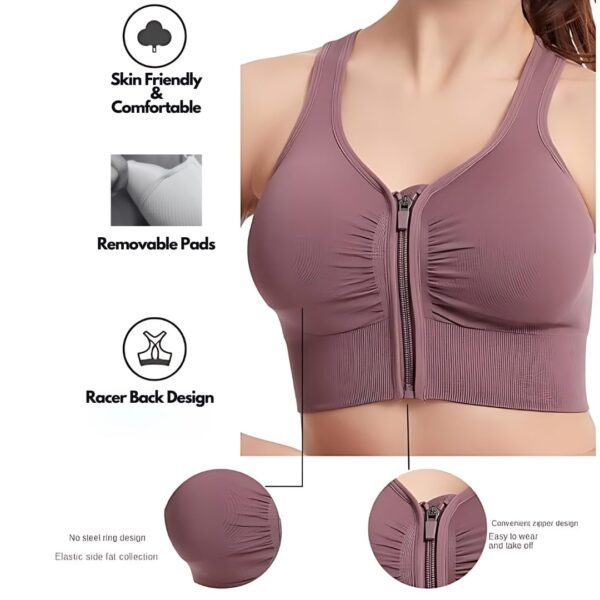 GLAMORAS Nylon Elastane Women Padded Wirefree Front Zip…