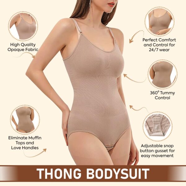 SHAPEMOUR Thong Bodysuit for Women, Slimming Design…
