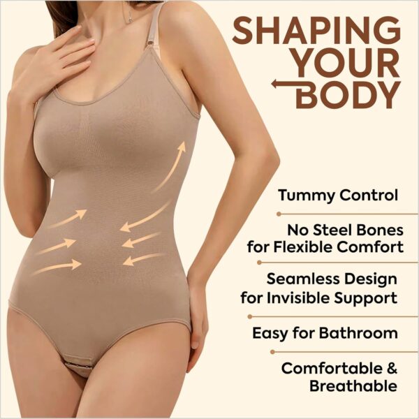 SHAPEMOUR Thong Bodysuit for Women, Slimming Design…