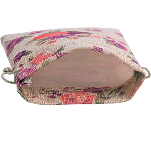 LifeKrafts Linen Jute Pouches | Purple Floral | 10x10cm…
