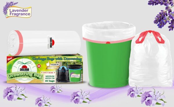 Shalimar Premium Drawstring Garbage Bags (Lavender…