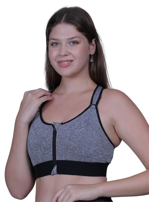 Fabme Women Polyester Spandex High Impact Front Zip…