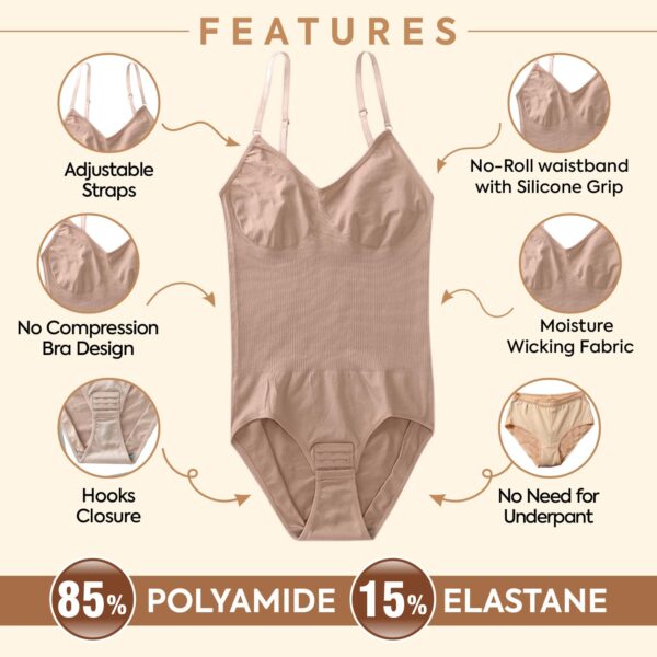 SHAPEMOUR Thong Bodysuit for Women, Slimming Design…