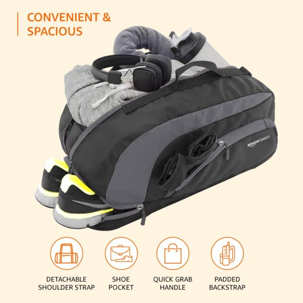 Amazon Basics Polyester Gym Duffle Bag with Shoe…